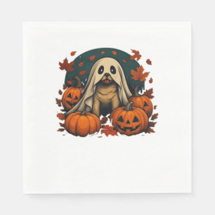Cute Pug Dog With Pumpkins Fall Halloween Classic  Napkin