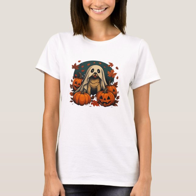 Cute Pug Dog With Pumpkins Fall Halloween Classic  T-Shirt (Front)