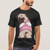 Cute pug dog with suit and angel wings dog lady Cl