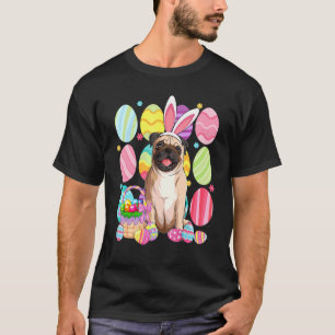 Cute Pug Easter Bunny Ear Colourful Easter Egg Bas T-Shirt