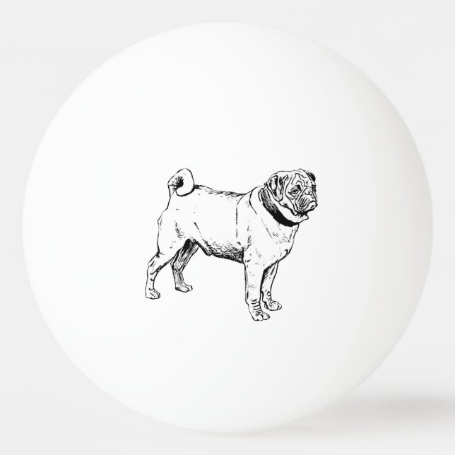 Cute Pug Elegant Dog Drawing Ping Pong Ball (Front)