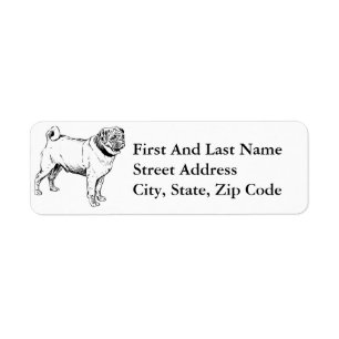 Cute Pug Elegant Dog Drawing Return Address Label
