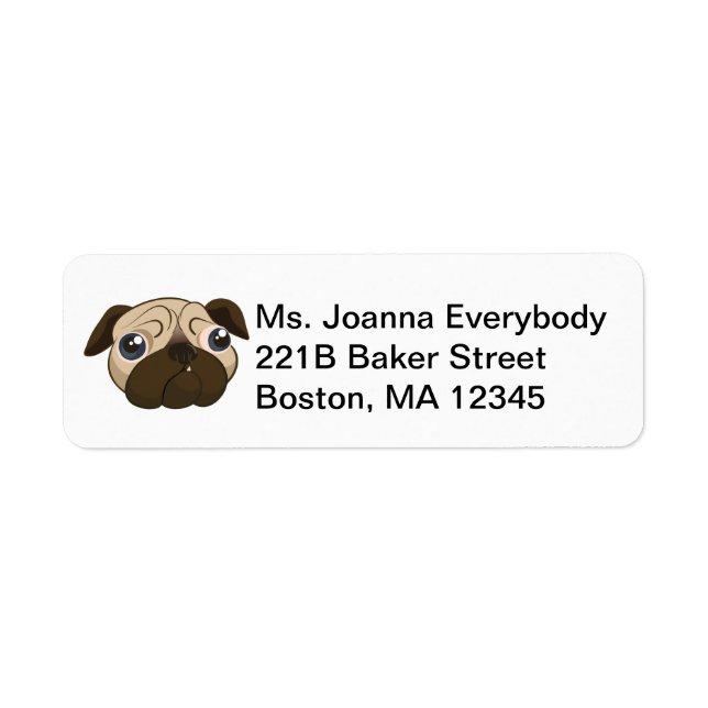 Cute Pug Face Return Address Label (Front)