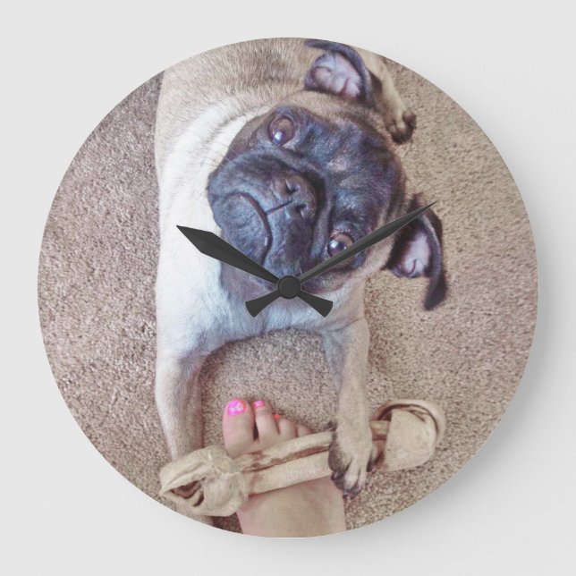 Cute Pug Face Wall Clock  (Front)