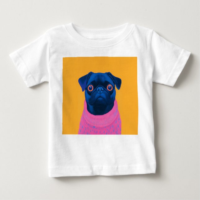 Cute Pug Funny Baby T-Shirt (Front)