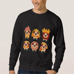 cute pug, funny pug, icecream pug, taco pug, frenc sweatshirt