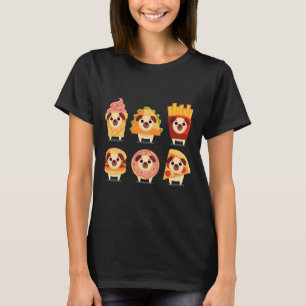 cute pug, funny pug, icecream pug, taco pug, frenc T-Shirt