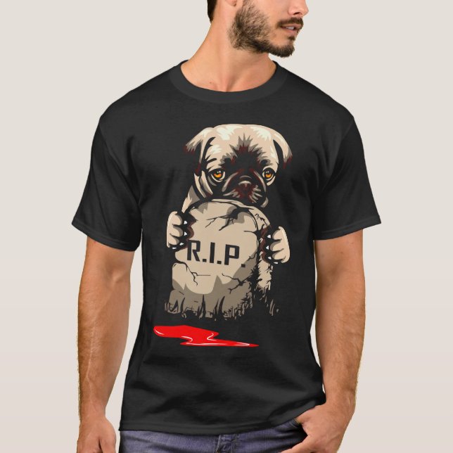 Cute Pug Grave Stone 962 T-Shirt (Front)