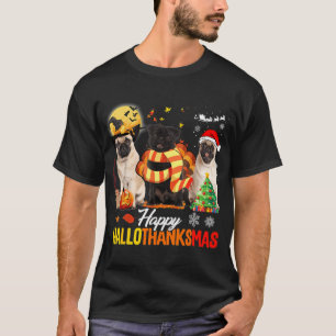 Cute Pug Happy Hallothanksmas Halloween Thanksgivi T-Shirt
