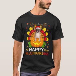 Cute Pug Happy Hallothanksmas Halloween Thanksgivi T-Shirt