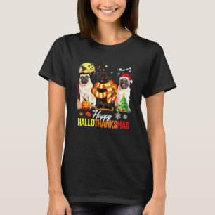 Cute Pug Happy Hallothanksmas Halloween Thanksgivi T-Shirt
