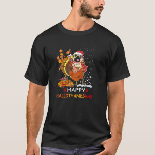 Cute Pug Happy Hallothanksmas Halloween Thanksgivi T-Shirt