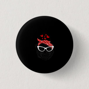 Cute Pug Headband With Glasses Costume Gifts 3 Cm Round Badge
