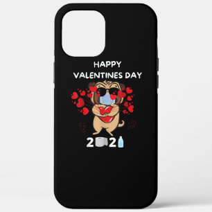 Cute Pug Heart Face Mask Happy Valentine's Day iPhone 12 Pro Max Case