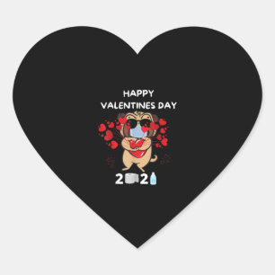Cute Pug Heart Face Mask Happy Valentine's Day Sticker