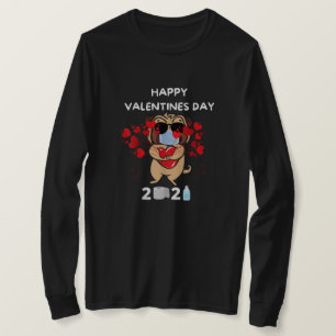 Cute Pug Heart Face Mask Happy Valentine's Day T-Shirt