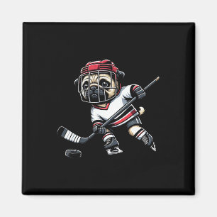 Cute Pug Hockey Player Dog For Men Women Girls Kid Magnet
