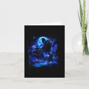 Cute pug howling at the moon 90s style moonlight card