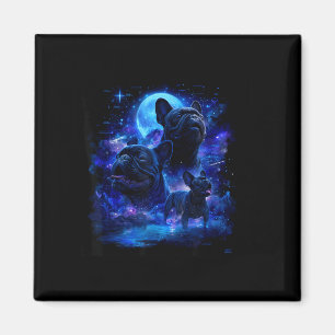 Cute pug howling at the moon 90s style moonlight magnet
