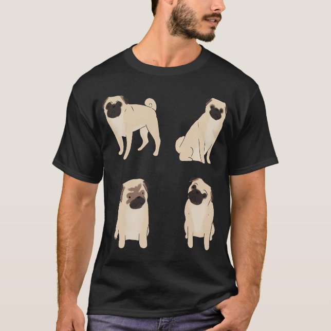 Cute Pug illustration pack T-Shirt (Front)