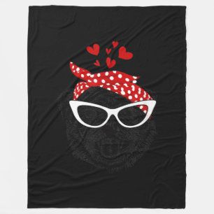 Cute Pug In A Headband With Glasses Gifts Fleece Blanket