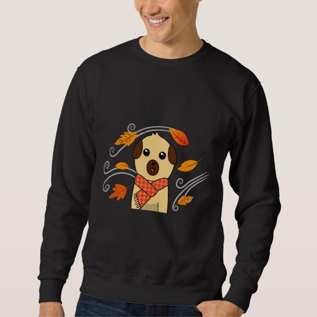 Cute Pug In Scarf - Autumn Classic T-Shirt 380 Sweatshirt (Front)