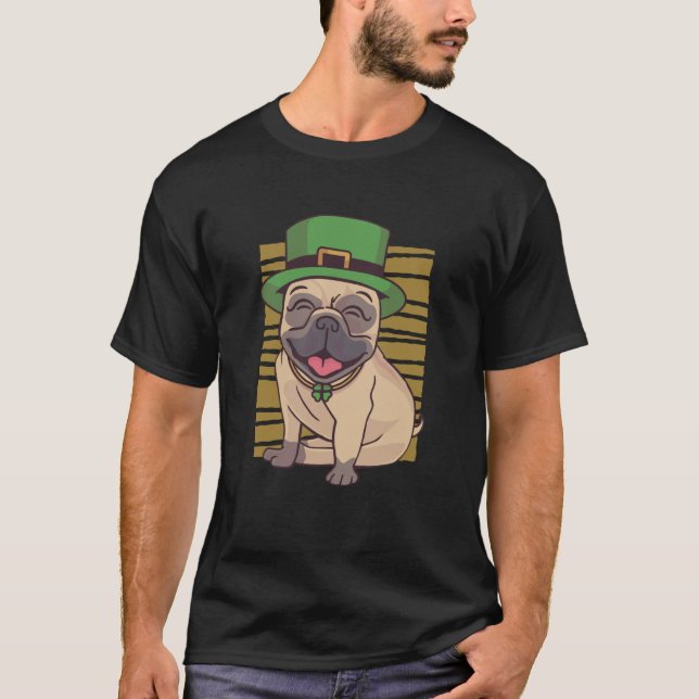 Cute Pug Irish St Patricks day T-Shirt (Front)