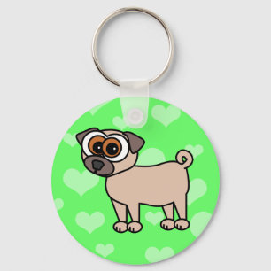 Cute Pug Keychain - Green