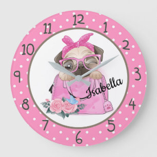 Cute Pug Large Clock