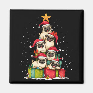 Cute Pug Le Dog Christmas Tree Xmas Hat Long Sleev Magnet