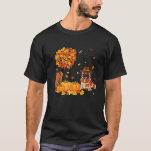 Cute Pug Leaf Autumn Pumpkin Orange Love Dog Maple T-Shirt