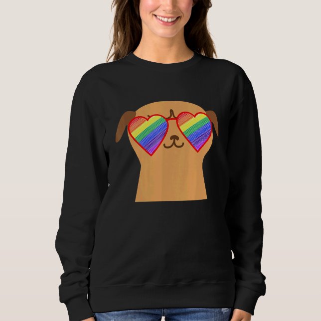 Cute Pug Lgbtq Pride Stuff Teens Rainbow Sunglasse Sweatshirt (Front)