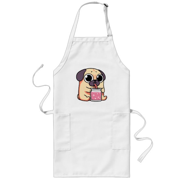 Cute Pug Long Apron (Front)