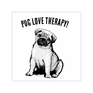 Cute pug love therapy self-inking stamp