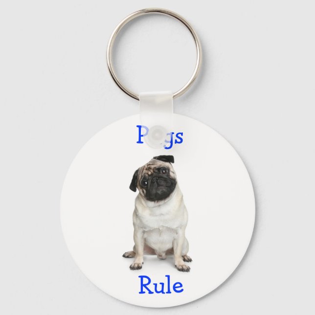 Cute Pug Mom Puppy Dog Lover Fur Mama Key Ring (Front)