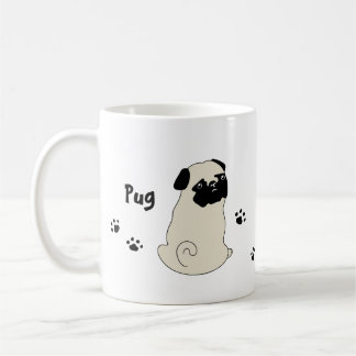 Cute pug mug かわいいパグのイラストのマグカップ