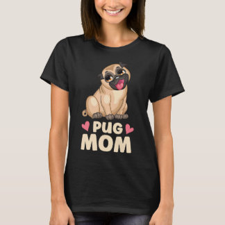 Cute Pug Mum Cartoon Puppy Dog Lover Pugs T-Shirt