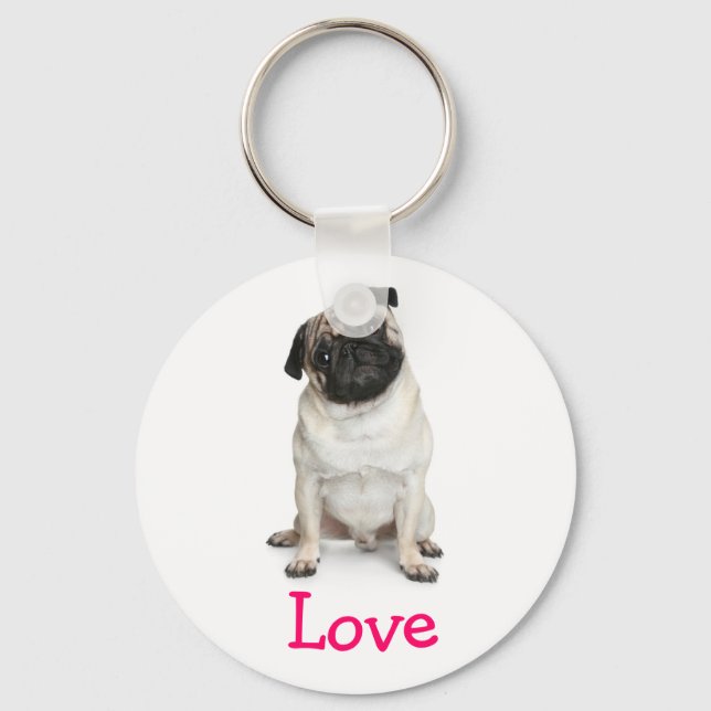 Cute Pug Mum Puppy Dog Lover Fur Mama Key Ring (Front)