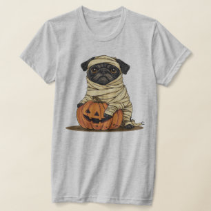Cute Pug Mummy Halloween Design T-Shirt
