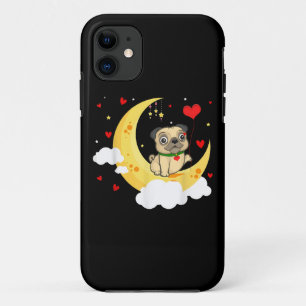 Cute Pug On The Moon Valentine's Day Beauty iPhone 11 Case