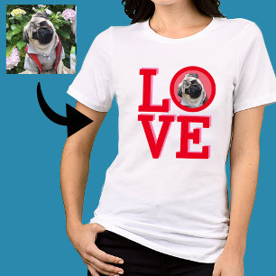 Cute Pug or Dog Mum Personalised Photo Love T-Shirt