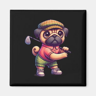 Cute Pug Playing Golf Golfer Golfing Sport Men Wom Magnet