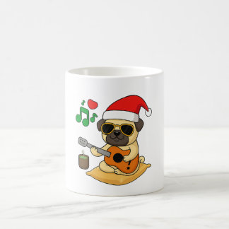 Cute Pug Playing Guitar Christmas Gift Coffee Mug