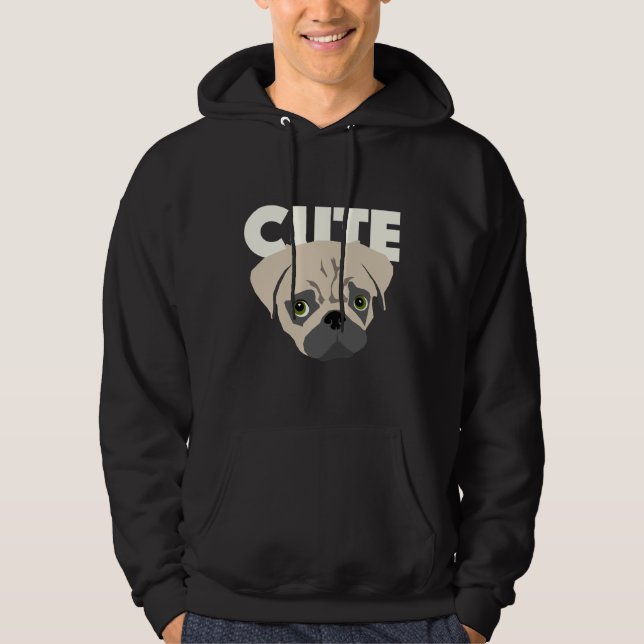 Cute Pug - Pug Mum. Pug Dad, Pug Lover  Essential  Hoodie (Front)