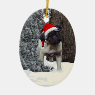 Cute Pug Puppy Christmas Ornament #2