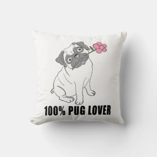 Cute Pug Puppy Dog Lover Fur Mama Black White Cushion