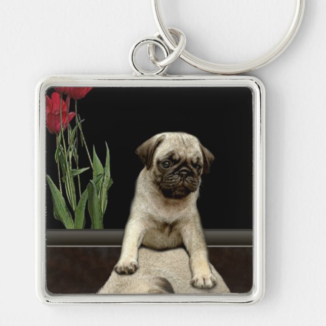 Cute Pug Puppy Dog-lovers Gift Series Key Ring (Front)