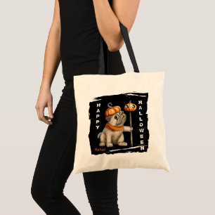 Cute Pug Puppy Kids Halloween Trick or Treat Tote Bag