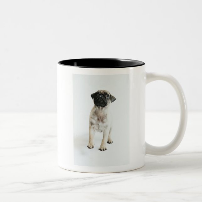 Cute Pug Puppy Two-Tone Coffee Mug (Right)