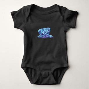 Cute Pug Puppy with Good Mood Baby Bodysuit